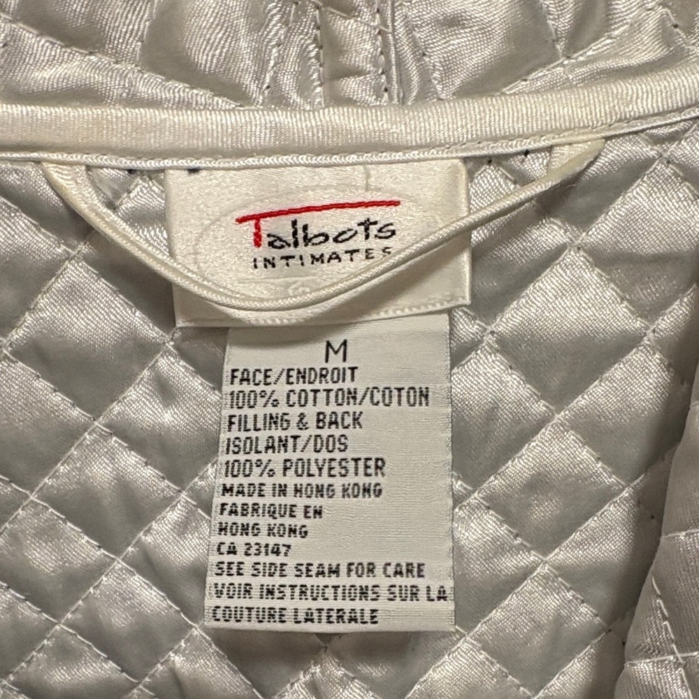 Vintage Talbots Intimate Navy White Floral Quilted Women's Robe Medium - Picture 6 of 10